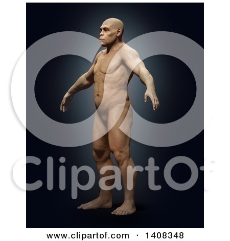 Clipart of a 3D Standing Homo Erectus - Royalty Free Illustration by Mopic