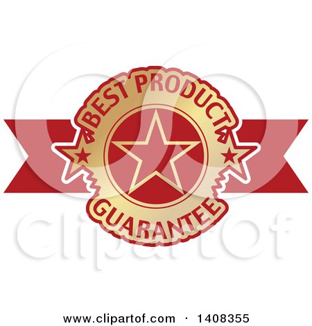 Clipart of a Red and Gold Luxurious Best Product Retail Ribbon Banner Design Element - Royalty Free Vector Illustration by dero
