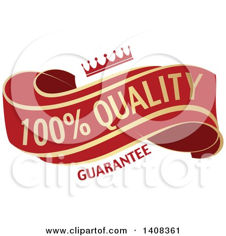 Clipart of a Red and Gold Luxurious Retail Quality Guarantee Ribbon Banner Design Element - Royalty Free Vector Illustration by dero
