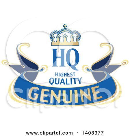 Clipart of a Blue and Gold Luxurious Retail Ribbon Banner Design Element - Royalty Free Vector Illustration by dero