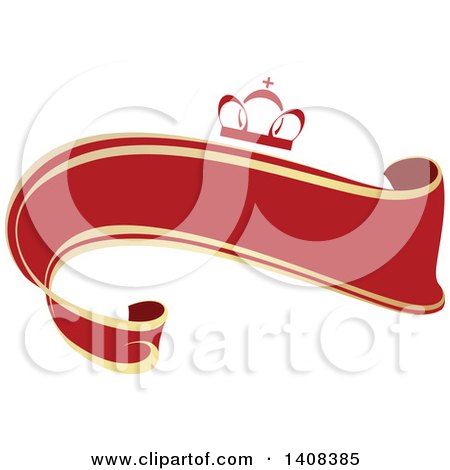 Clipart of a Red and Gold Luxurious Retail Ribbon Banner Design Element - Royalty Free Vector Illustration by dero