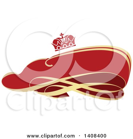 Clipart of a Red and Gold Luxurious Retail Ribbon Banner Design Element - Royalty Free Vector Illustration by dero