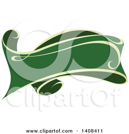 Clipart of a Green and Gold Luxurious Retail Ribbon Banner Design Element - Royalty Free Vector Illustration by dero