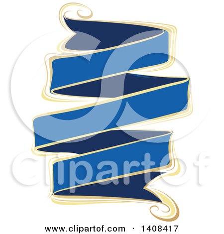 Clipart of a Blue and Gold Luxurious Retail Ribbon Banner Design Element - Royalty Free Vector Illustration by dero