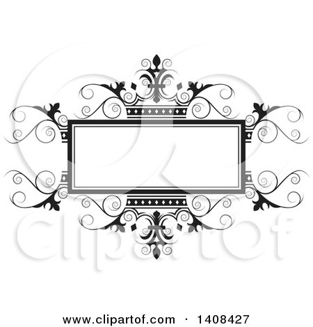 Clipart of a Black and White Wedding Swirl and Crown Design Element - Royalty Free Vector Illustration by Lal Perera