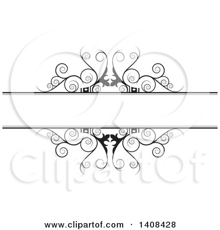 Clipart of a Black and White Wedding Swirl Design Element - Royalty Free Vector Illustration by Lal Perera