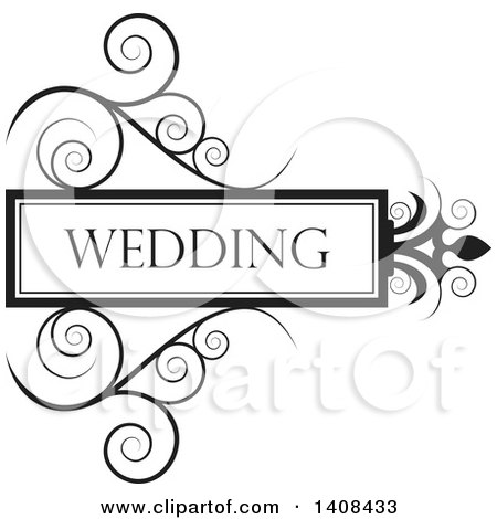 Clipart of a Black and White Wedding Swirl Design Element - Royalty Free Vector Illustration by Lal Perera