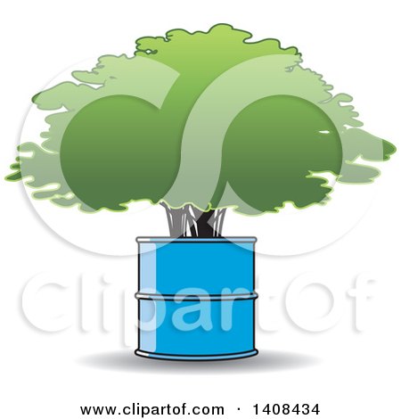 Clipart of a Tree Growing in a Barrel - Royalty Free Vector Illustration by Lal Perera