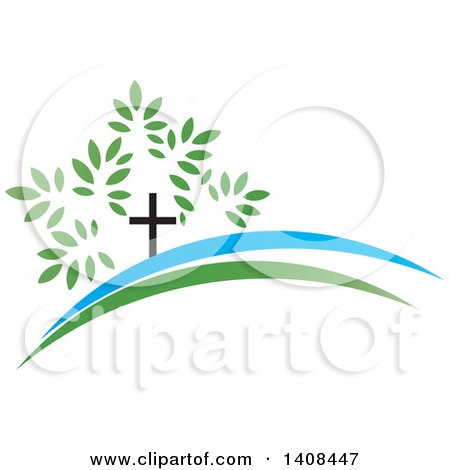 Clipart of a Cross Tree - Royalty Free Vector Illustration by Lal Perera