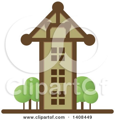 Clipart of a Tall House - Royalty Free Vector Illustration by Lal Perera