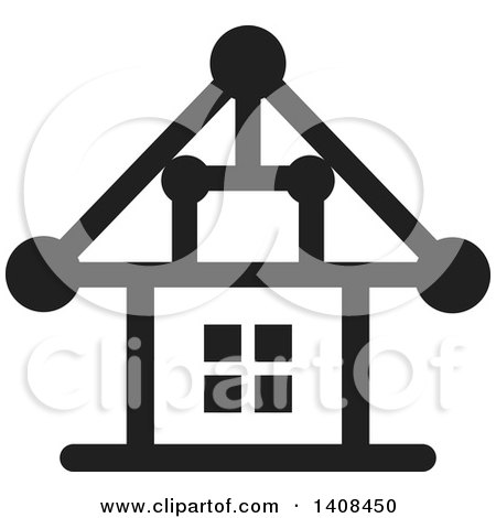 Clipart of a Black and White House - Royalty Free Vector Illustration by Lal Perera