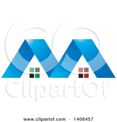 Clipart of a Letter M Made of Houses - Royalty Free Vector Illustration by Lal Perera