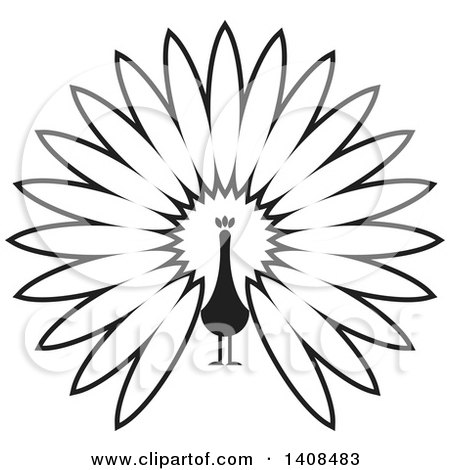 Clipart of a Black and White Peacock - Royalty Free Vector Illustration by Lal Perera