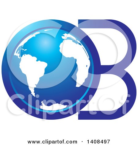 Clipart of a Blue Earth Globe and Letters O B - Royalty Free Vector Illustration by Lal Perera