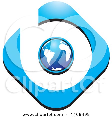 Clipart of a Blue Earth Globe and Letter B Design - Royalty Free Vector Illustration by Lal Perera