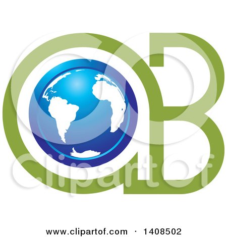 Clipart of a Blue Earth Globe in a B Letters - Royalty Free Vector Illustration by Lal Perera