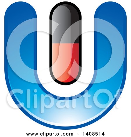 Clipart of a Pill Tablet in a Letter U - Royalty Free Vector Illustration by Lal Perera