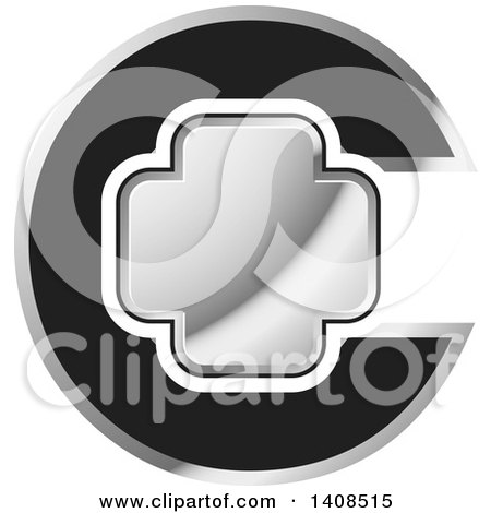 Clipart of a Letter C and Silver Cross Design - Royalty Free Vector Illustration by Lal Perera