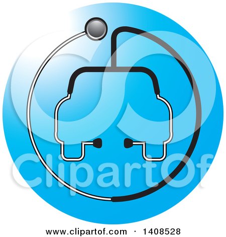 Clipart of a Stethoscope Forming the Shape of a Car or Ambulance over a Blue Circle - Royalty Free Vector Illustration by Lal Perera