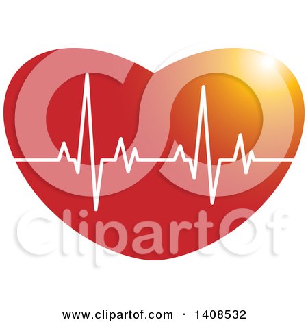 Clipart of a Cardiogram on a Heart - Royalty Free Vector Illustration by Lal Perera