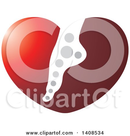 Clipart of a Foot in a Heart - Royalty Free Vector Illustration by Lal Perera