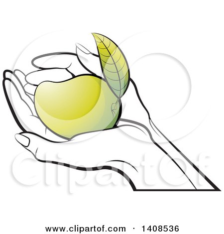 Clipart of a Hand Holding a Mango - Royalty Free Vector Illustration by Lal Perera