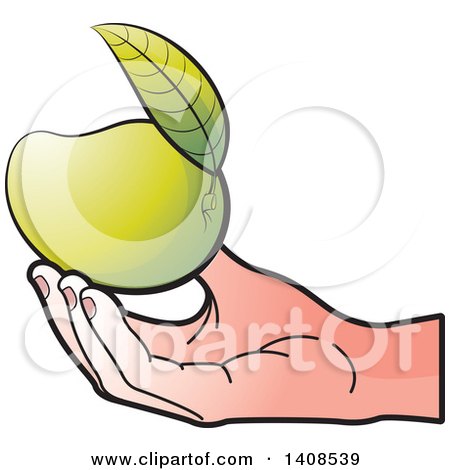 Clipart of a Hand Holding a Mango - Royalty Free Vector Illustration by Lal Perera