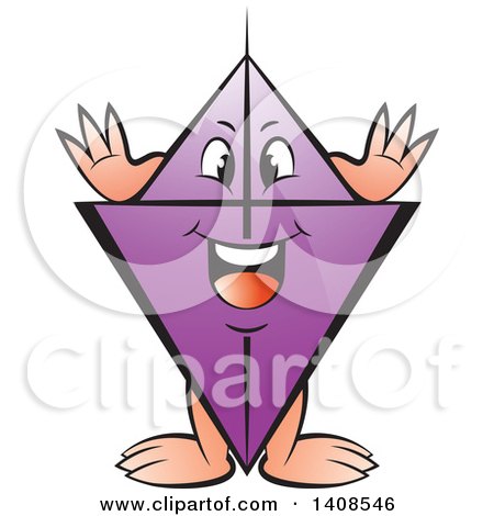 Clipart of a Cartoon Happy Purple Kite Character - Royalty Free Vector Illustration by Lal Perera