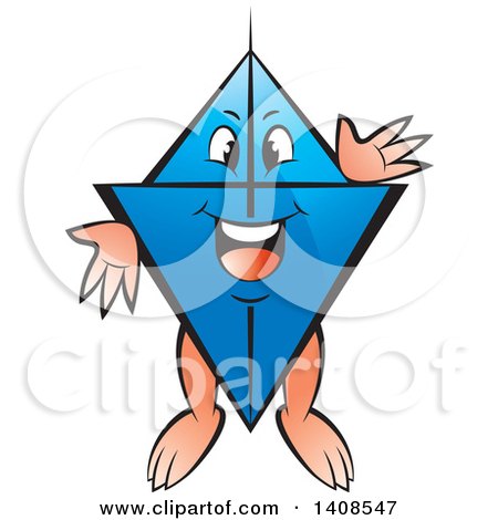 Clipart of a Cartoon Happy Blue Kite Character - Royalty Free Vector Illustration by Lal Perera