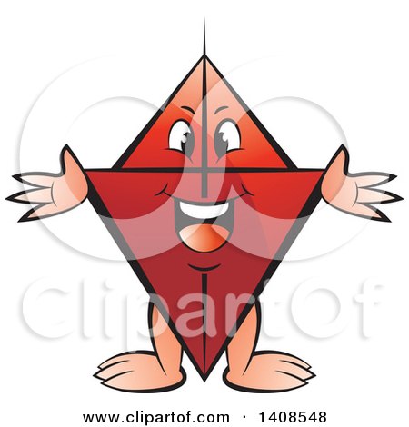 Clipart of a Cartoon Happy Red Kite Character - Royalty Free Vector Illustration by Lal Perera