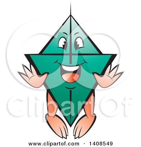Clipart of a Cartoon Happy Teal Kite Character - Royalty Free Vector Illustration by Lal Perera