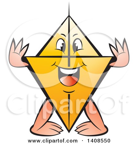 Clipart of a Cartoon Happy Yellow Kite Character - Royalty Free Vector Illustration by Lal Perera