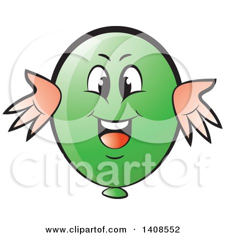 Clipart of a Cartoon Happy Green Party Balloon Character - Royalty Free Vector Illustration by Lal Perera