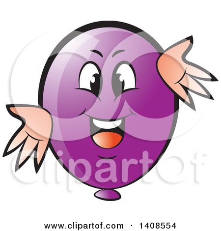 Clipart of a Cartoon Happy Purple Party Balloon Character - Royalty Free Vector Illustration by Lal Perera
