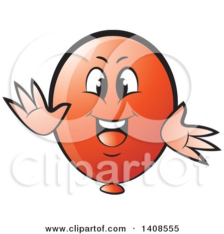 Clipart of a Cartoon Happy Red Party Balloon Character - Royalty Free Vector Illustration by Lal Perera