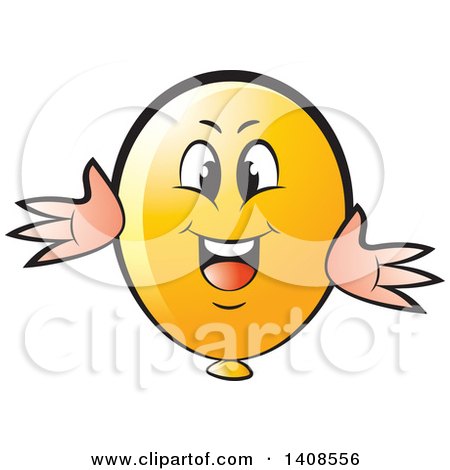 Clipart of a Cartoon Happy Yellow Party Balloon Character - Royalty Free Vector Illustration by Lal Perera