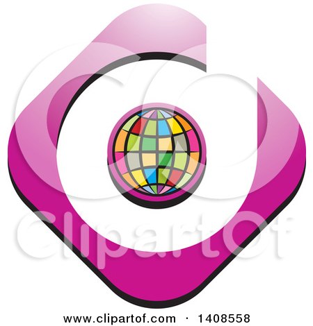Clipart of a Colorful Globe and Letter D Design - Royalty Free Vector Illustration by Lal Perera