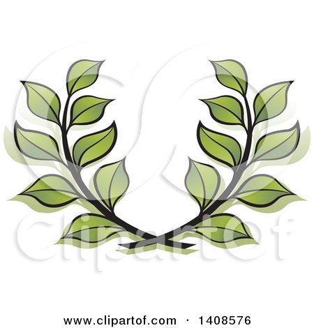 Clipart of a Wreath of Branches with Green Leaves - Royalty Free Vector Illustration by Lal Perera