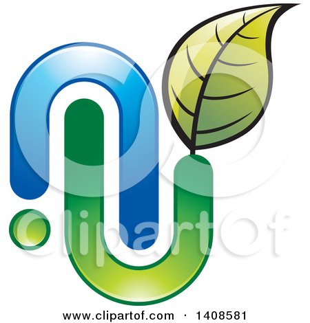 Clipart of a N U and Leaf Design - Royalty Free Vector Illustration by Lal Perera