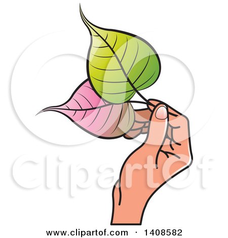 Clipart of a Hand Holding Bo Leaves - Royalty Free Vector Illustration by Lal Perera