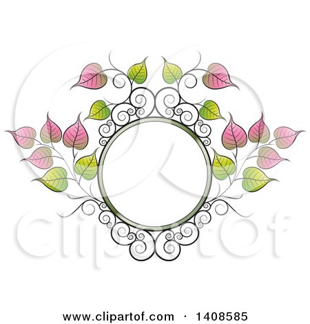 Clipart of a Bo Leaf Frame Design - Royalty Free Vector Illustration by Lal Perera