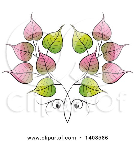 Clipart of a Bo Leaf Face Design - Royalty Free Vector Illustration by Lal Perera