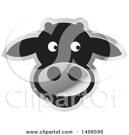 Clipart of a Happy Silver and Black Cow Face - Royalty Free Vector Illustration by Lal Perera