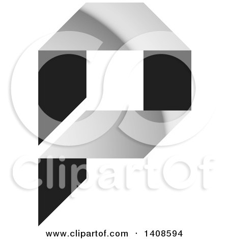Clipart of a Silver and Black Letter P Design - Royalty Free Vector Illustration by Lal Perera