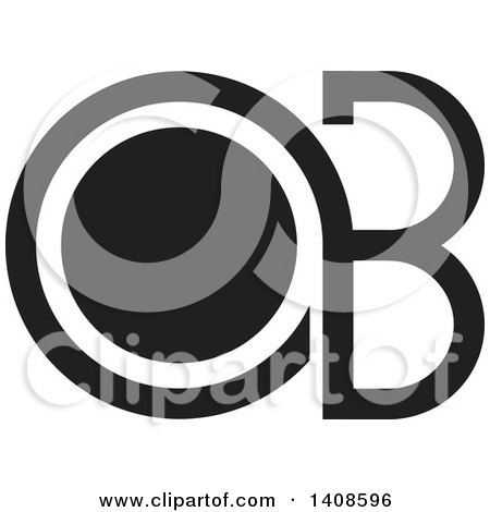 Clipart of a Black and White Letter O and B Design - Royalty Free Vector Illustration by Lal Perera
