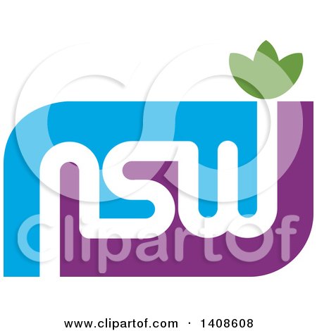 Clipart of a NSW Abstract Letter Design with a Lotus Flower - Royalty Free Vector Illustration by Lal Perera