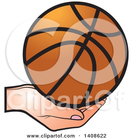 Clipart of a Hand Holding a Basketball - Royalty Free Vector Illustration by Lal Perera