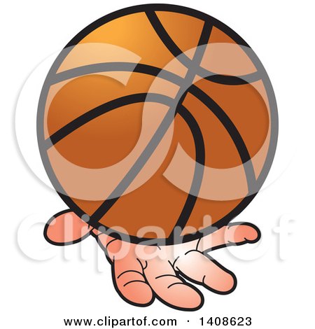 Clipart of a Hand Holding a Basketball - Royalty Free Vector Illustration by Lal Perera