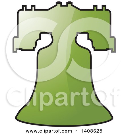 Clipart of a Green Silhouetted Bell - Royalty Free Vector Illustration by Lal Perera