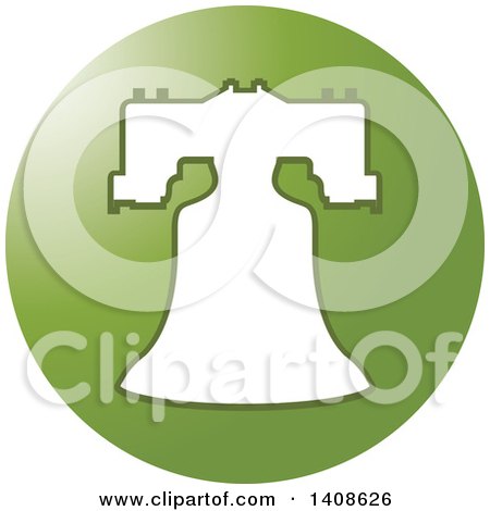 Clipart of a White Silhouetted Bell on a Green Circle - Royalty Free Vector Illustration by Lal Perera